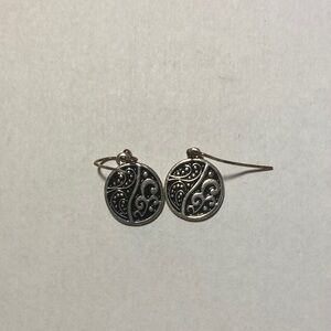 Handmade Silver and Black Circle Earrings